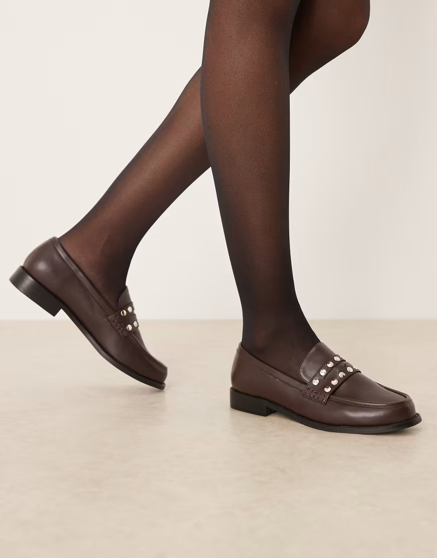 RAID - Ferney - Loafers met studs in bruin-Brown | ASOS (Global)