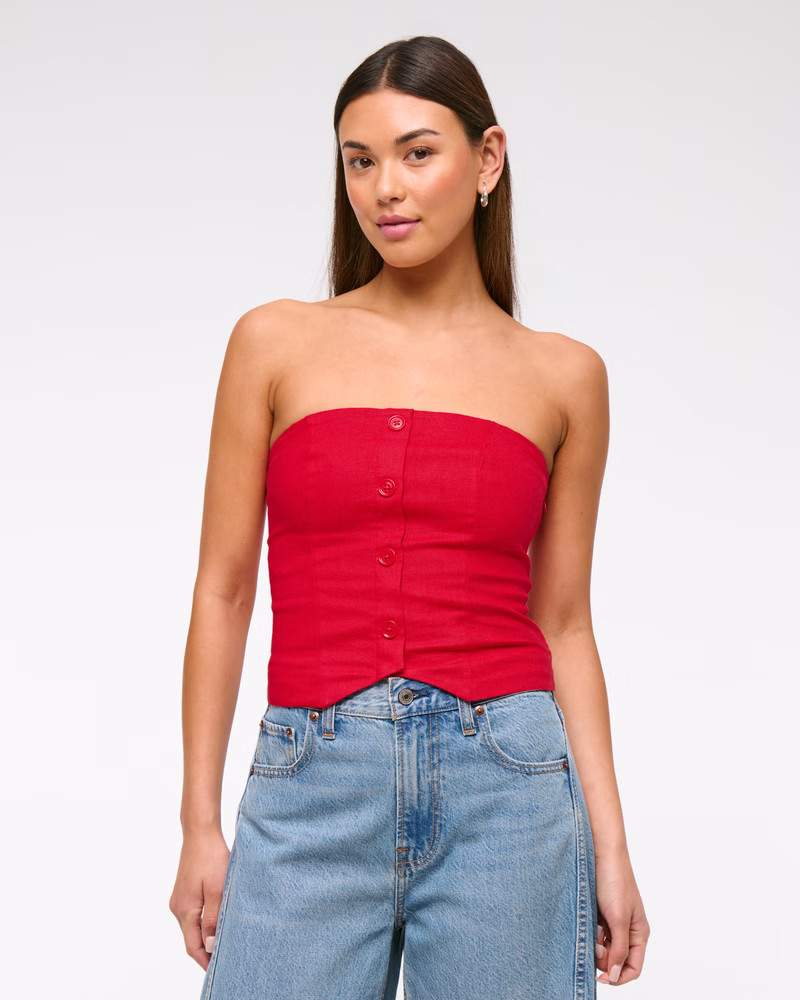 Women's Strapless Cropped Vest Top | Women's Tops | Abercrombie.com | Abercrombie & Fitch (US)