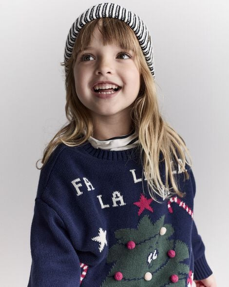 Toddler 'Fa la la' Christmas Tree Pullover Sweater - Navy | Carter's Inc