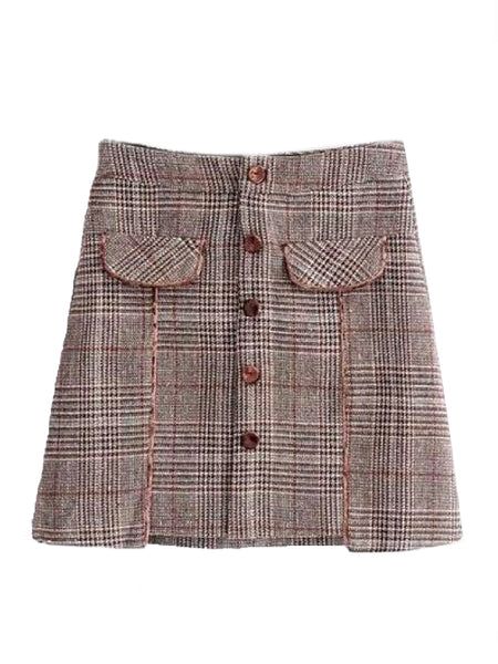 'Garyn' Houndstooth Button Front Mini Skirt (2 Colors) | Goodnight Macaroon