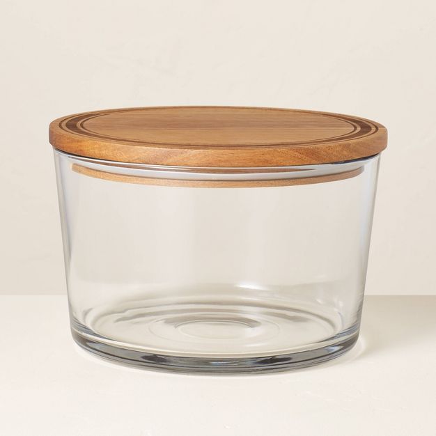 104oz Glass Serve Bowl with Wood Lid - Hearth &#38; Hand&#8482; with Magnolia | Target