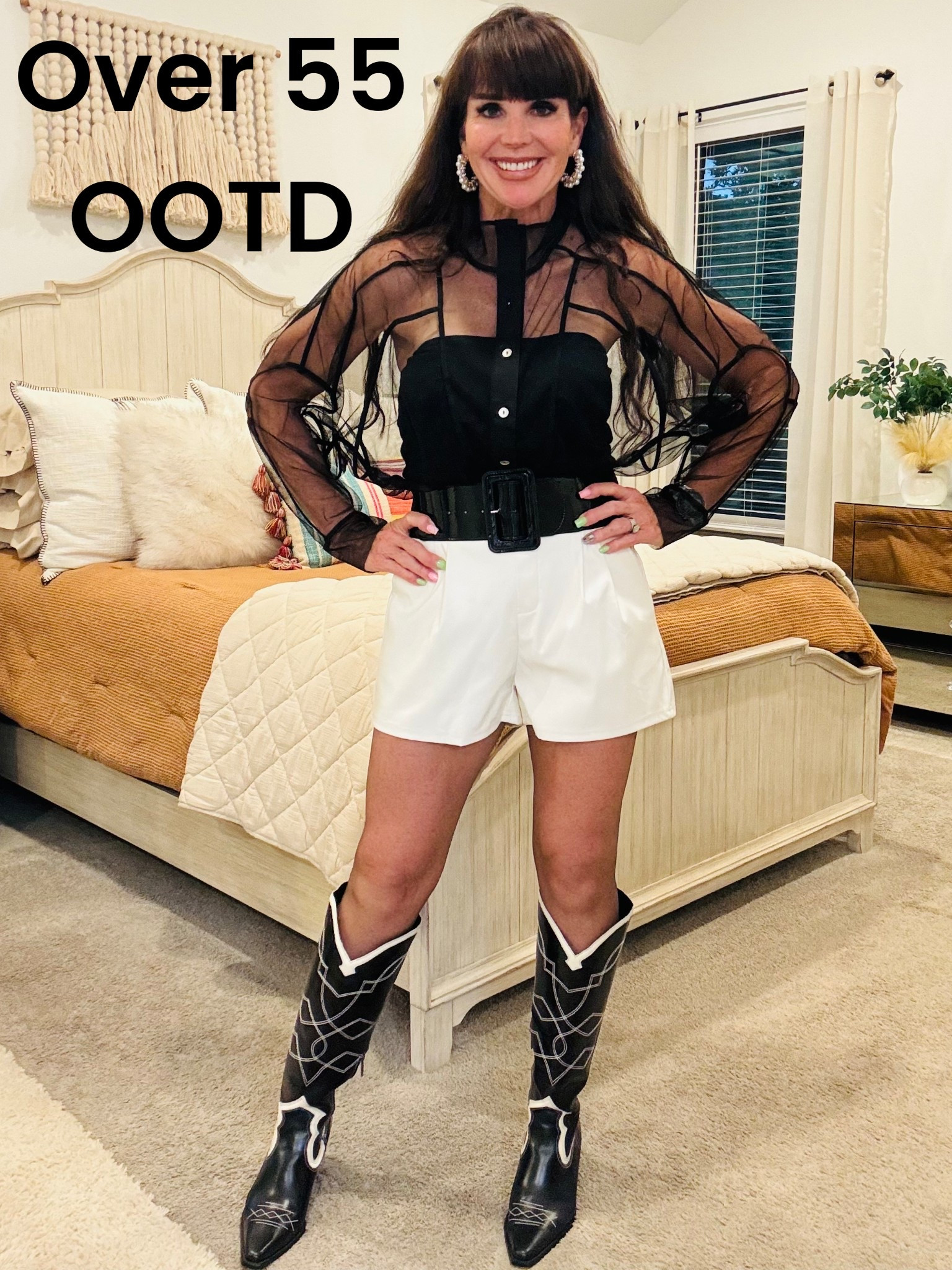 Sheers, boots and shorts!  Hot in Dallas y’all!  

#LTKOver40 #LTKootd #LTKSeasonal