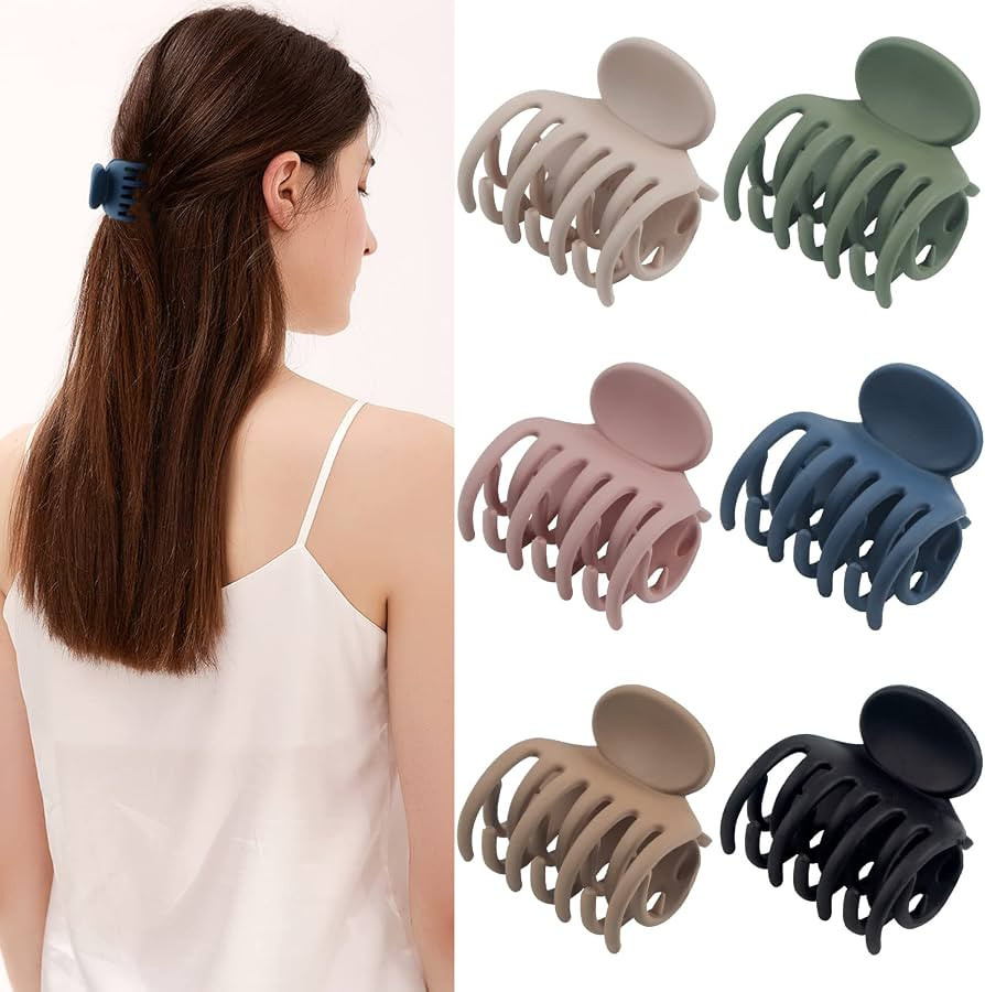Medium Hair Clips for Thin Fine Hair, 1.5'' Small Claw Hair Clips for Women and Girls, Matte Doub... | Amazon (US)