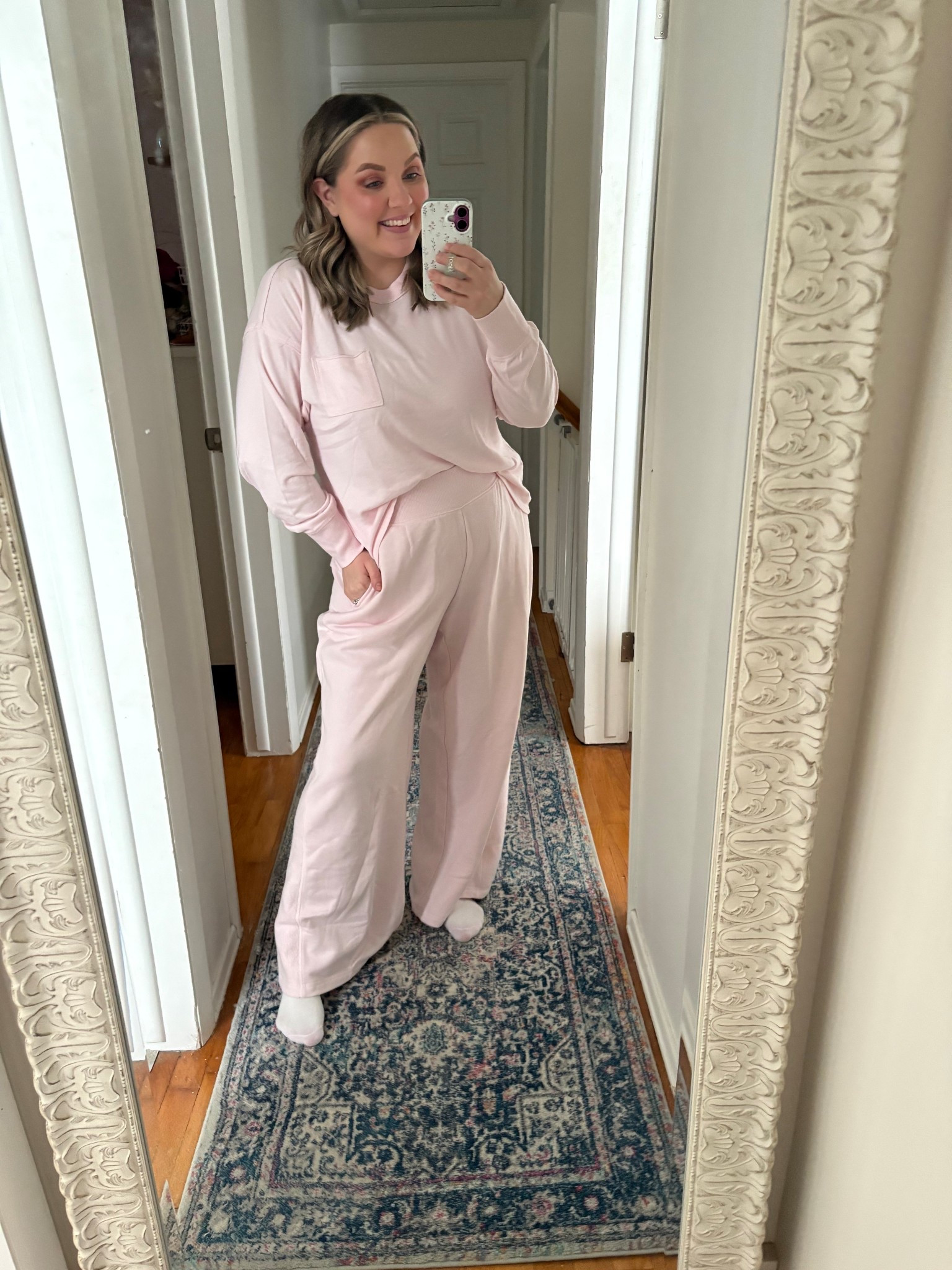 OBSESSED with this set! So cozy and so cute. The pale pink is 🤌🏻

Top- Medium 
Pants - Large 



#LTKootd #LTKdayinmylife #LTKMidsize