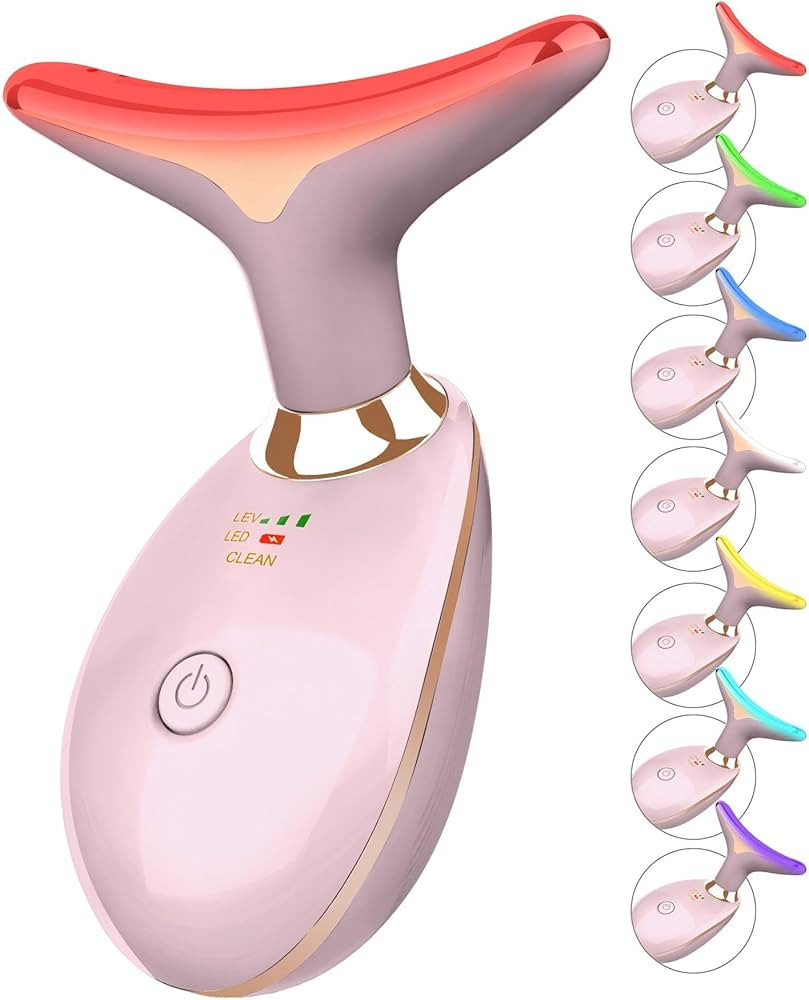 7 Color Face and Neck Massager Light Therapy, Red Light Based Facial Massager for Skin Care, Firm... | Amazon (US)