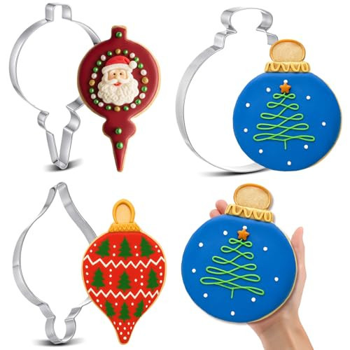 Teenyyou 3 Pcs Large Christmas Cookie Cutters Set 8 Inch Extra Large Round Teardrop Finial Ornament Stainless Steel Metal Giant Cookie Cutters Molds for Christmas Day Baking Party Kitchen Accessories | Amazon (US)