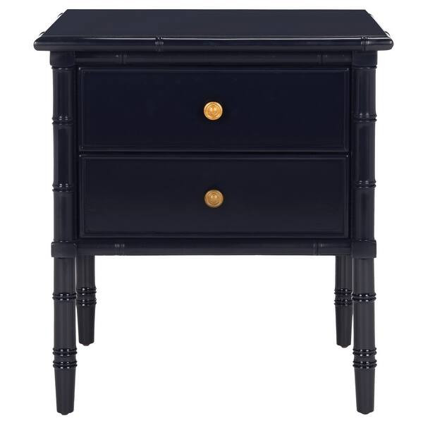 Safavieh Mina Modern Coastal 2-Drawer Navy Bamboo Nightstand | Bed Bath & Beyond