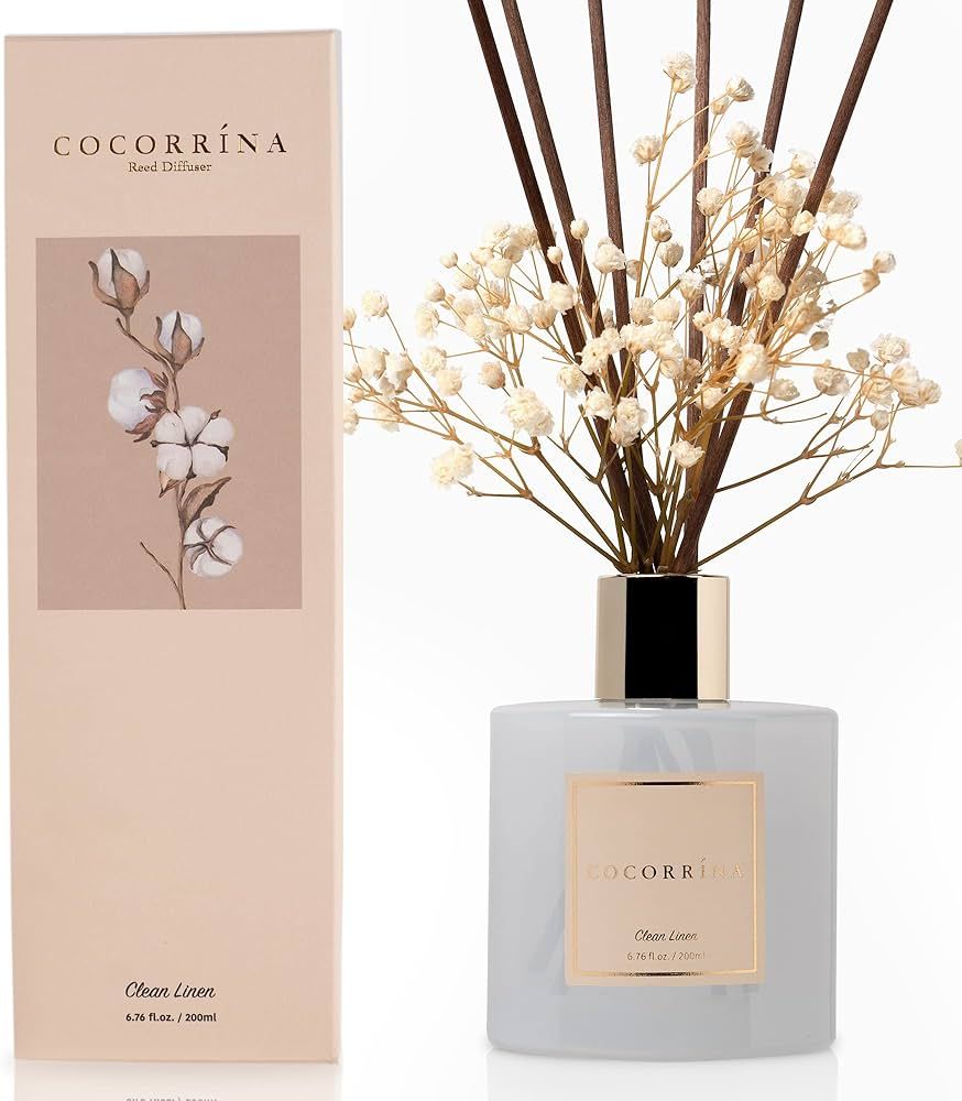 COCORRÍNA Reed Diffuser Set, 6.7 oz Clean Linen Scented Diffuser with Sticks Home Fragrance Reed... | Amazon (US)
