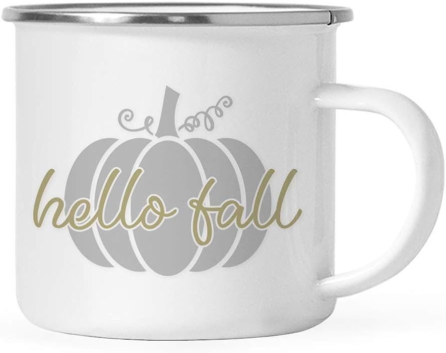 Andaz Press Fall Autumn Season 11oz. Stainless Steel Campfire Coffee Mug Gift, Hello Fall, Gray P... | Amazon (US)