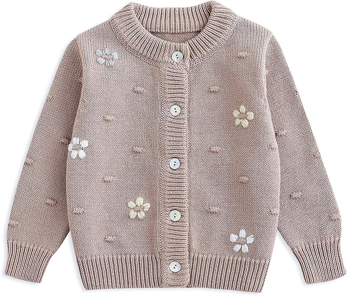 Simplee kids Baby Girl Thin Sweater Solid White Pink Cardigans for Toddler 0-3Years | Amazon (US)