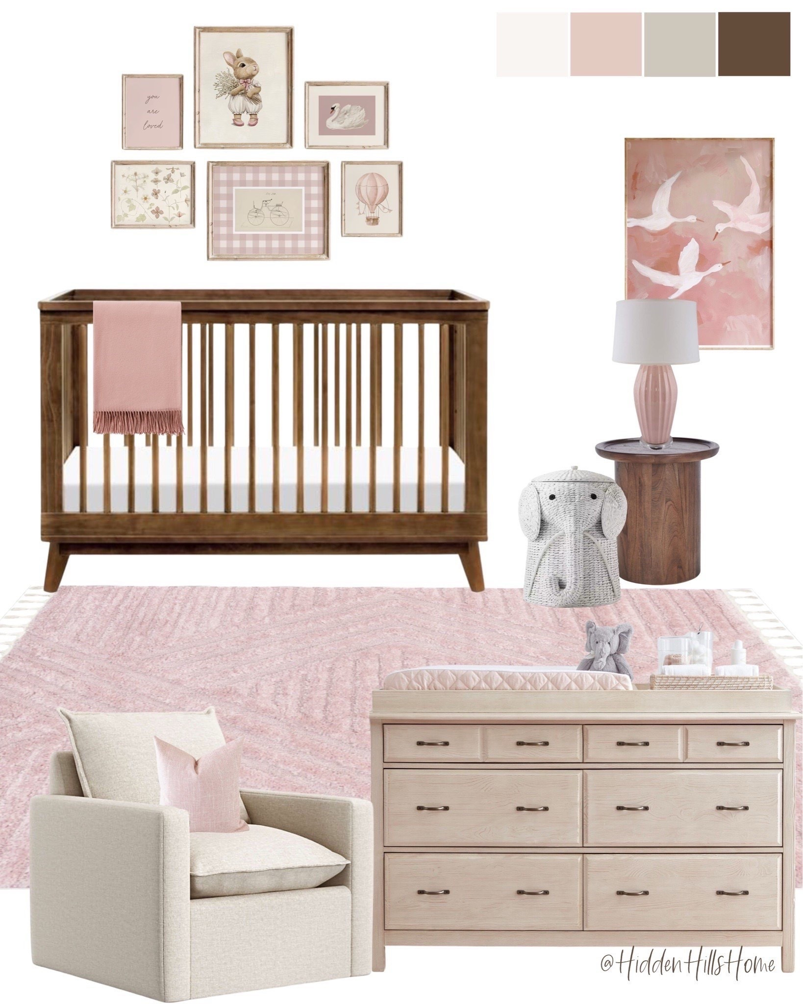 Girls nursery mood board, modern classic girls nursery design inspiration, pink girls nursery decor #babyroom #pink 

#LTKSaleAlert #LTKBaby #LTKHome
