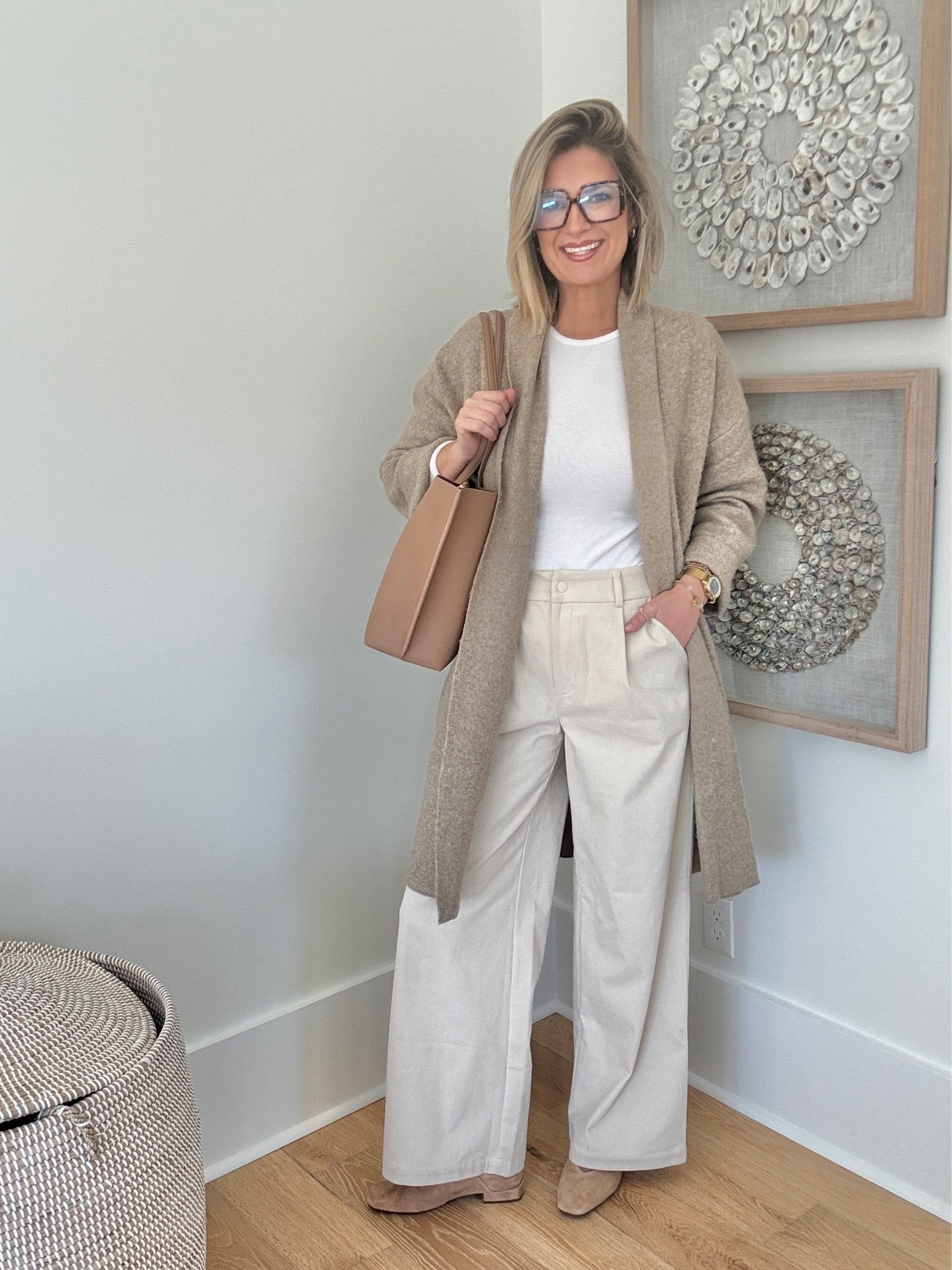 Fall outfit! I have small in the oversized Amazon cardigan. I’m 5’11” and wearing small 35” inseam in the viral trousers

Neutral outfit, business casual outfit, women’s style over 40

#LTKOver40 #LTKTall #LTKWorkwear
