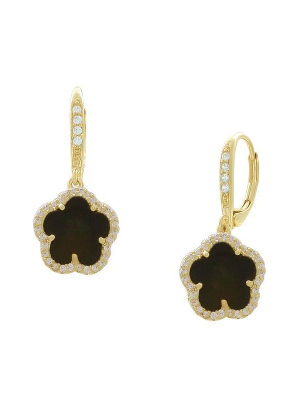 Flower 14K Goldplated & Cubic Zirconia Drop Earrings | Saks Fifth Avenue OFF 5TH