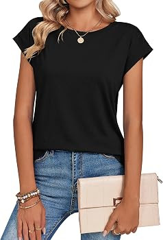 Zeagoo Womens Tops Summer Casual Cap Sleeve Tshirts Shirts Business Dressy Spring Fashion Outfits... | Amazon (US)
