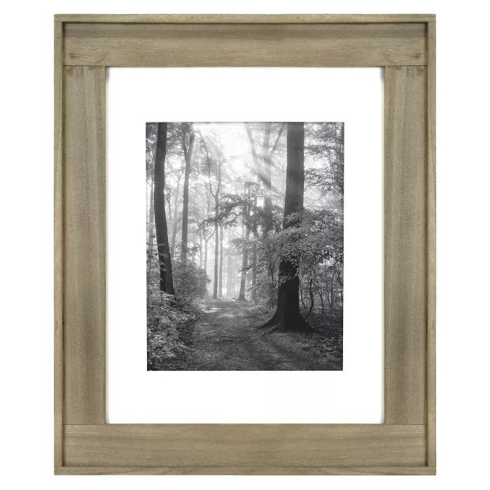 11&#34; x 14&#34; Matted to 8&#34; x 10&#34; Plank Wood Wall Frame Brown - Threshold&#8482; | Target