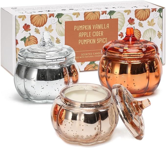 Pumpkin Shaped Candle Fall Autumn Farmhouse Decoration Halloween Candle Pumpkin Spice Scented Set... | Amazon (US)