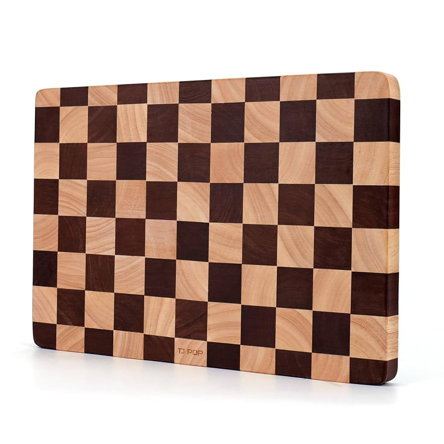Wooden Cutting Board 15 x 10 in, Wood Checkerboard Chopping Board for Kitchen, Serving Tray Charc... | Amazon (US)