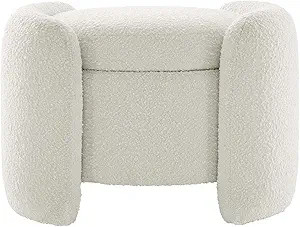 Modern Boucle Upholstered Ottoman Storage Makeup Vanity Stool,Nebula Upholstered Teddy Fabric wit... | Amazon (US)