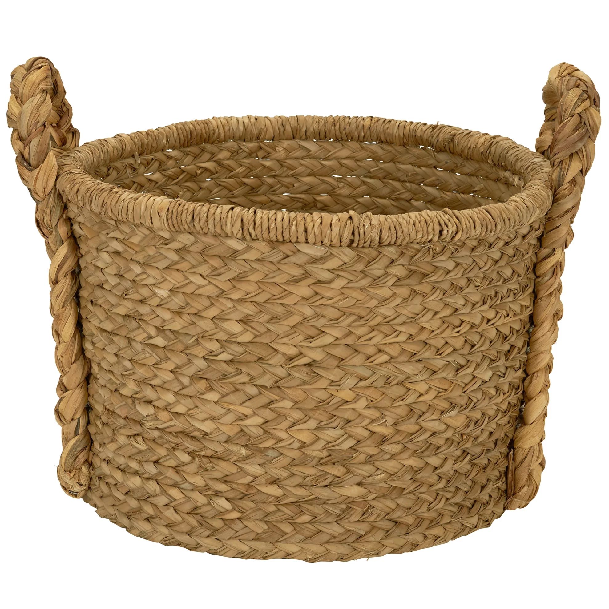 Household Essentials Large Wicker Floor Basket With Braided Handle - Walmart.com | Walmart (US)