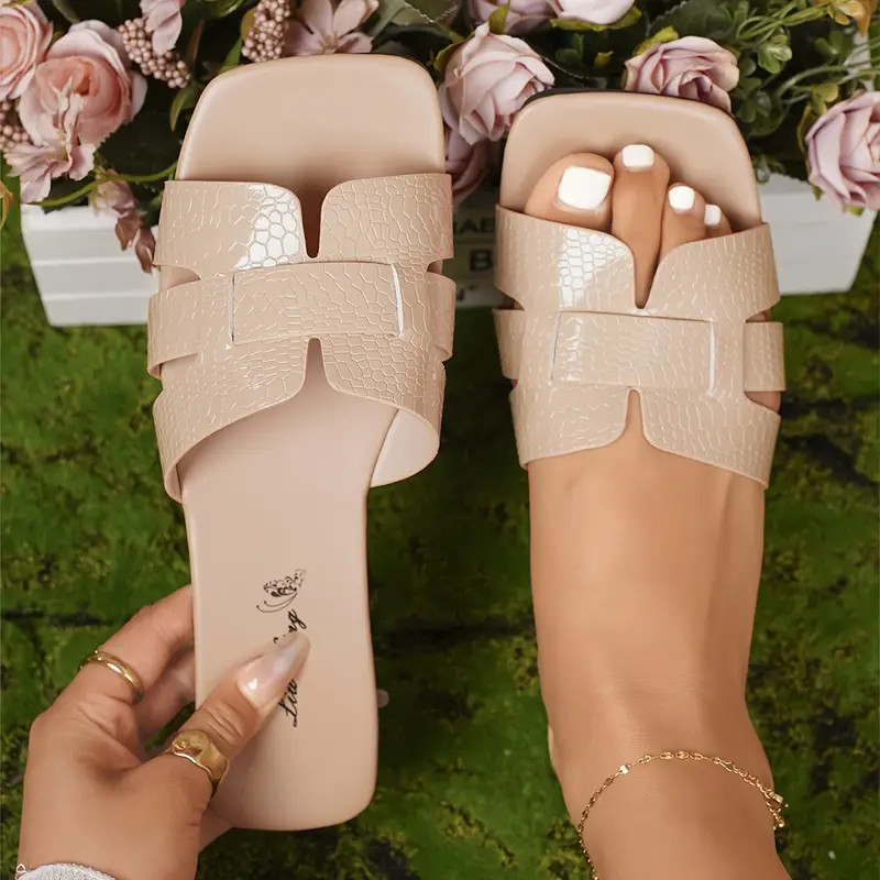 Women's Trendy Slide Sandals, Fashion Square Open Toe Flat Summer Shoes, Lightweight Slide Sandal... | Temu Affiliate Program