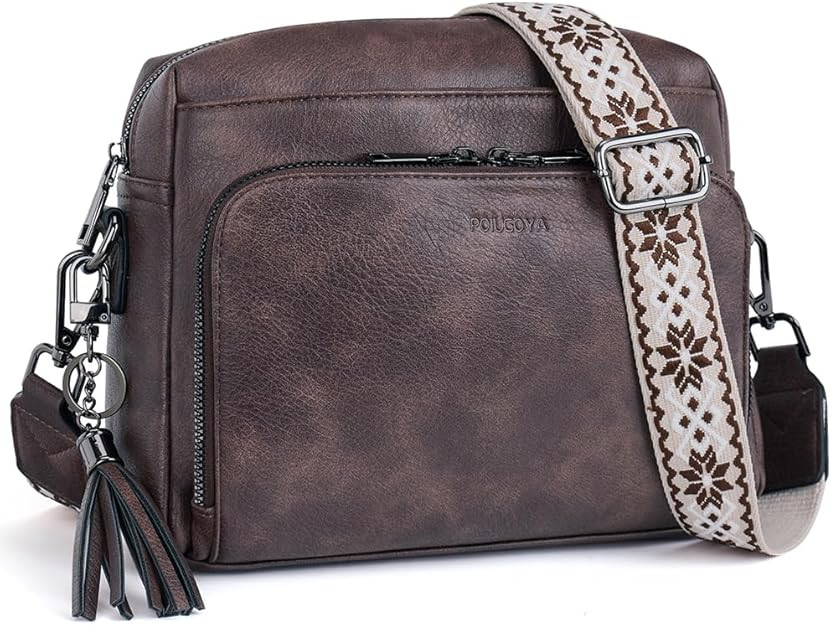 POIUGOYA Crossbody Purses for Women Trendy,Vegan Leather Medium Crossbody Bag,Women's Crossbody T... | Amazon (US)