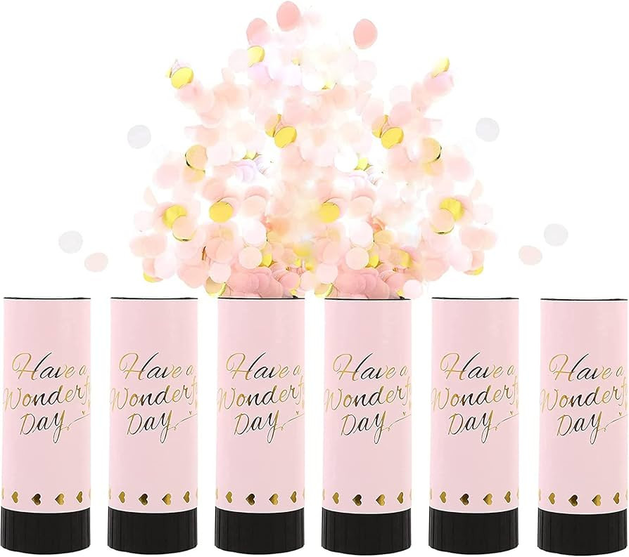 Pink Confetti Party Confetti Cannon, 6 Pack Mini Party Poppers Pink Confetti Cannon Shooters Biod... | Amazon (US)