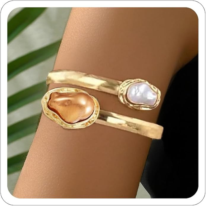INENIMARTJ Gold Arm Cuff Jewelry for Women Baroque Pearl Arm Cuff Armband Armlet Irregular Pearl ... | Amazon (US)