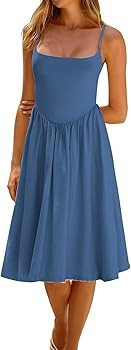 CHYRII Women Fashion Summer 2025 Spaghetti Straps Sleeveless Casual A-Line Midi Dresses Sundress | Amazon (US)