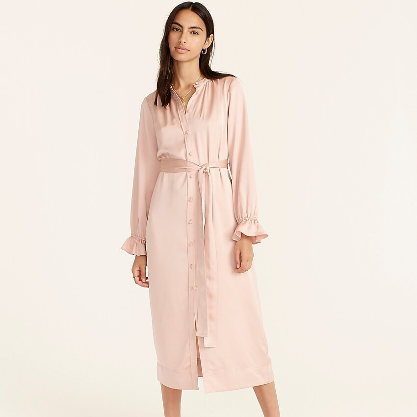 Drapey shirtdress in satin-back crepe | J. Crew US