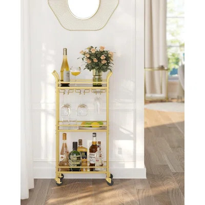 Home Bar Serving Cart, Small Bar Cart with | Wayfair Professional