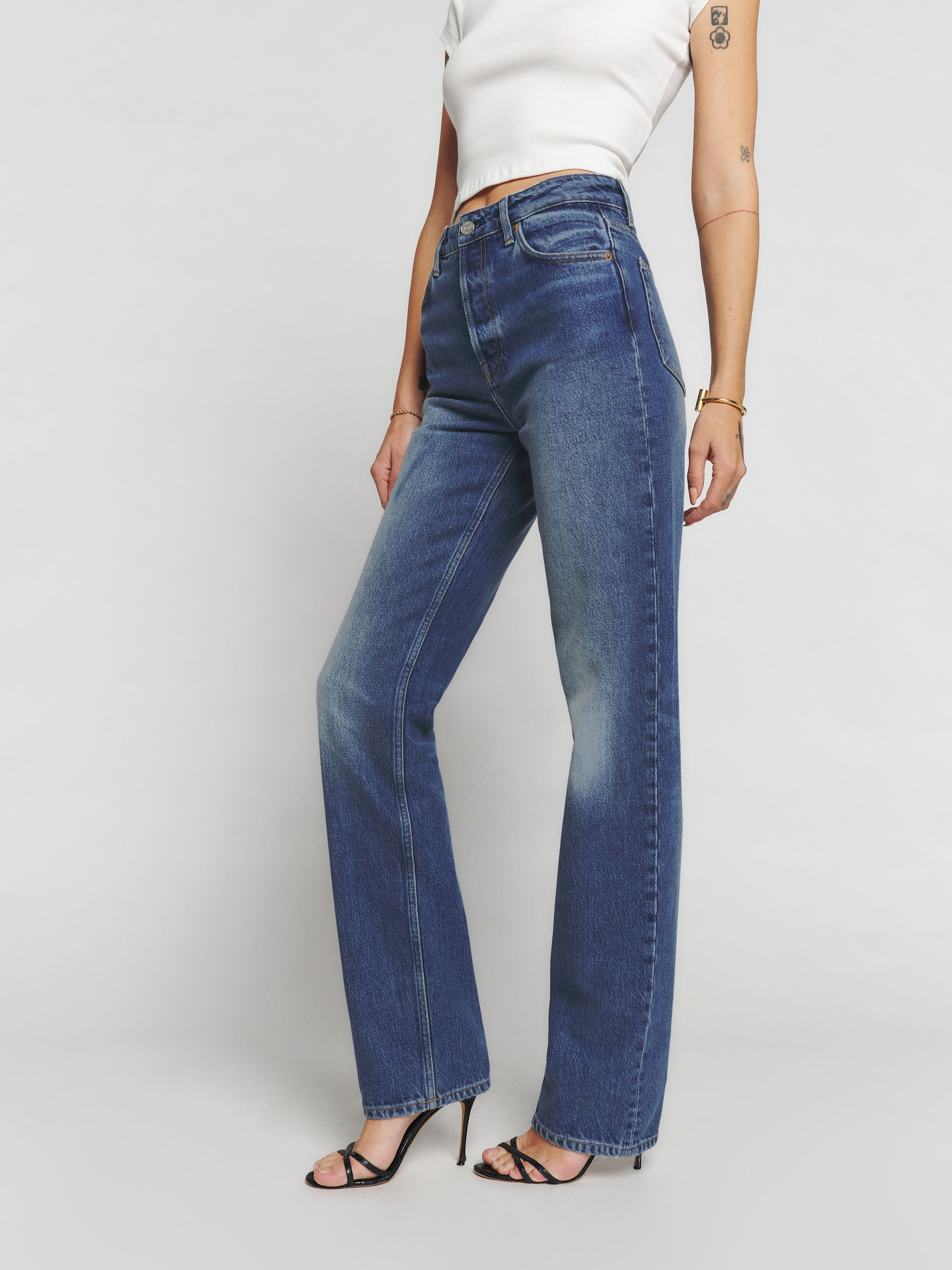 Cynthia High Rise Straight Long Jeans | Reformation (US & AU)