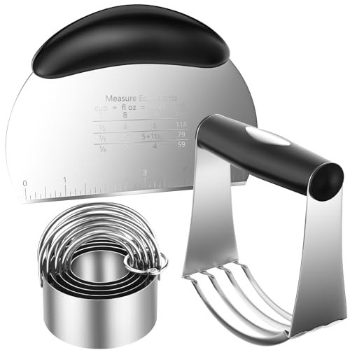 Pastry Cutter Biscuit Cutter Dough Cutters, Stainless Steel Butter Pastry Cutter Tool, Pastry Blender Baking Dough Tools, Round Biscuit Cutters, Sturdy & Long-Lasting, Gift Package (3 Pcs/Set) | Amazon (US)