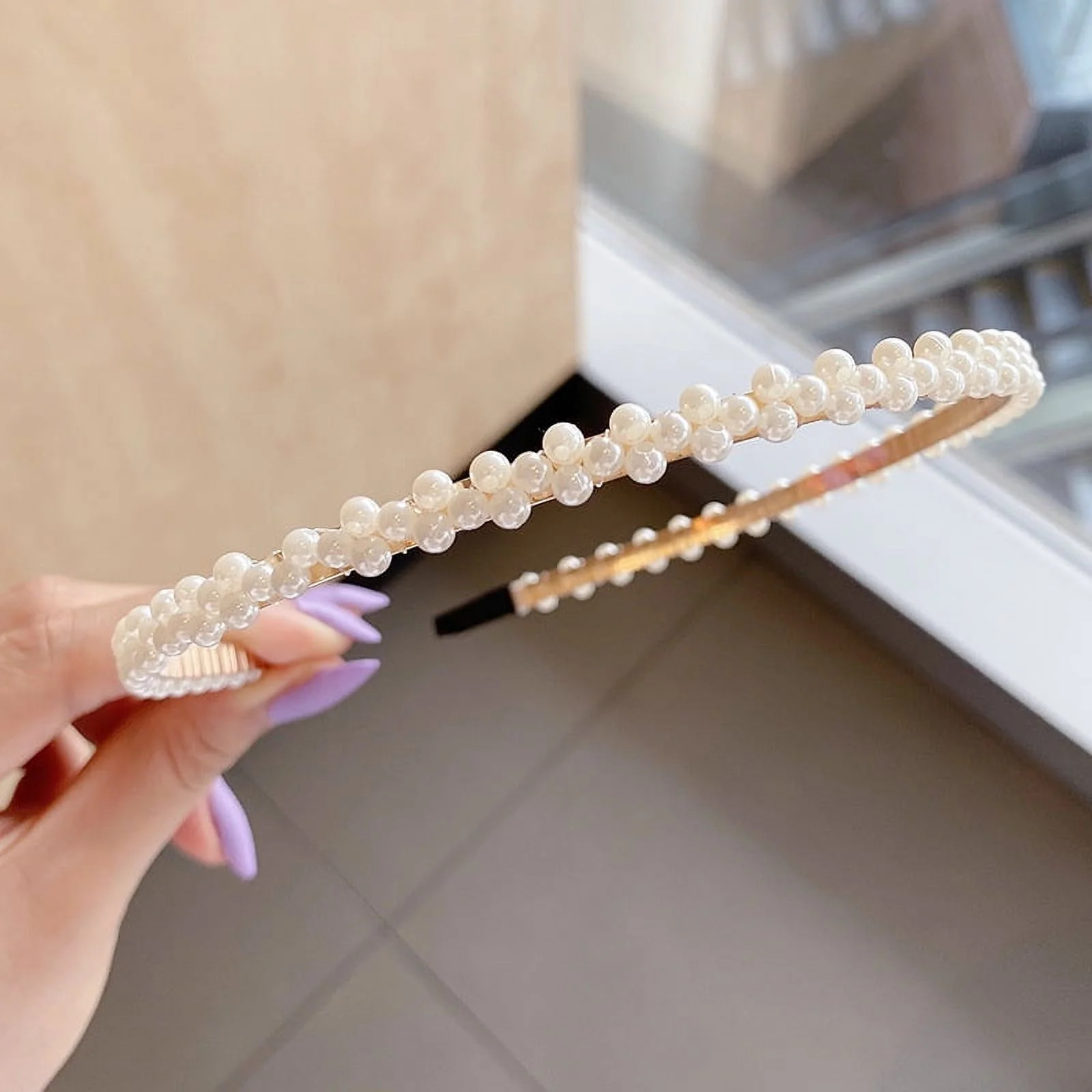 KANPRINCESS Pearl Beaded Slim Hairbands, Bridal Hair Hoop Party Wedding Hairstyle, Luxury Hair Ba... | Walmart (US)