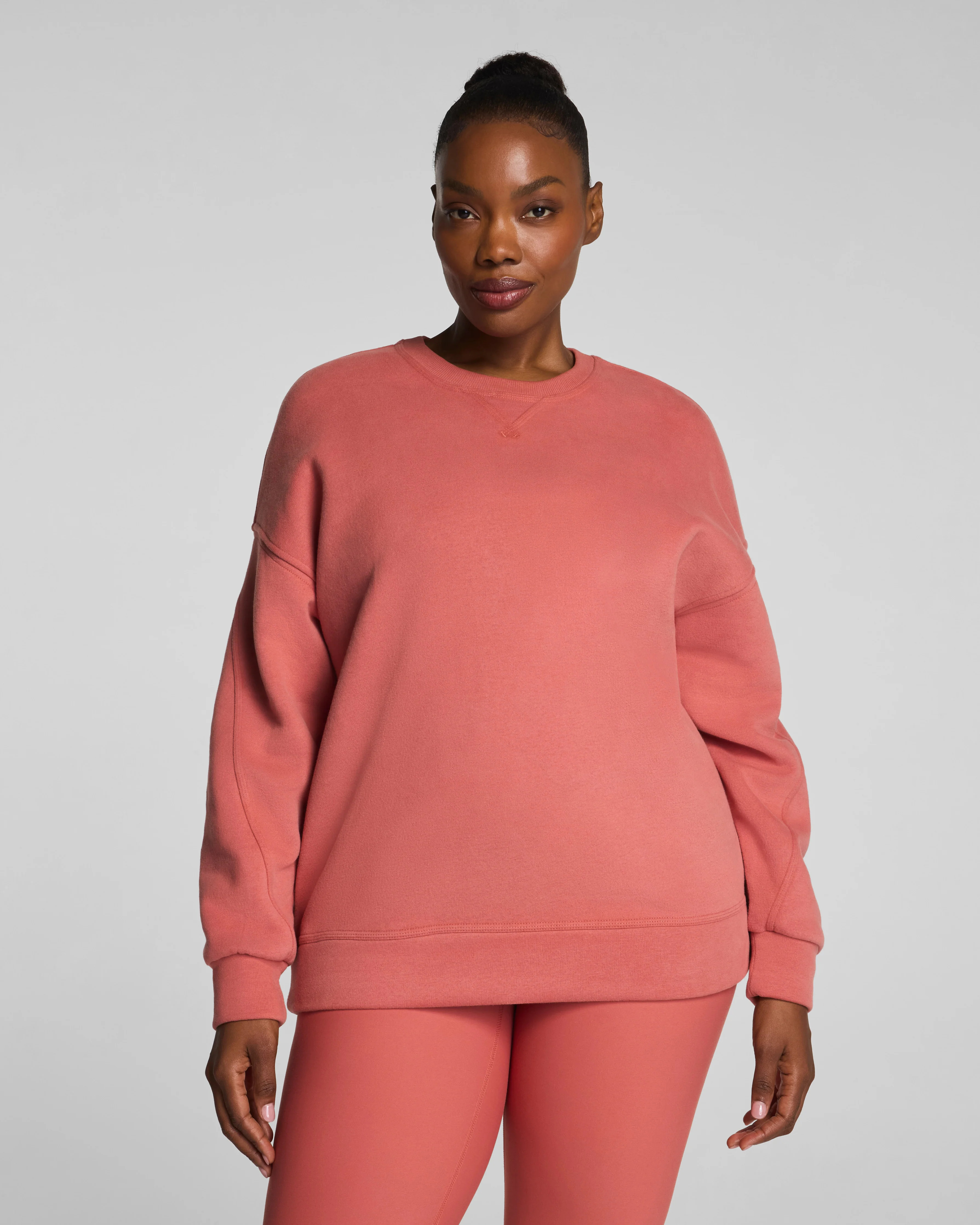 Spanx Women's BoostUp Cotton Fleece Crewneck Tunic in Clay | Spanx