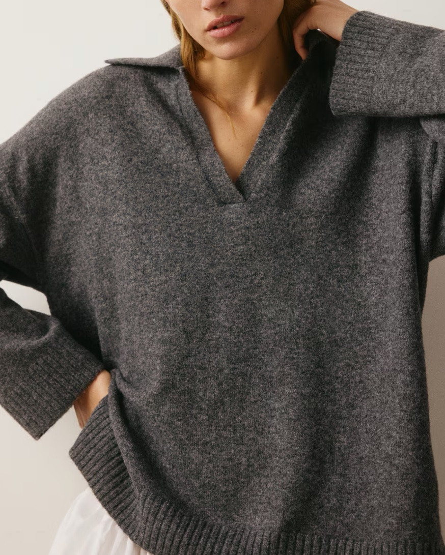 Gray collared sweater