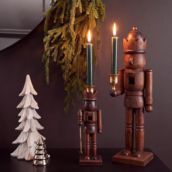 Havawish 2 PCS Wooden Christmas Nutcracker Figure, 15" & 10" | Amazon (US)