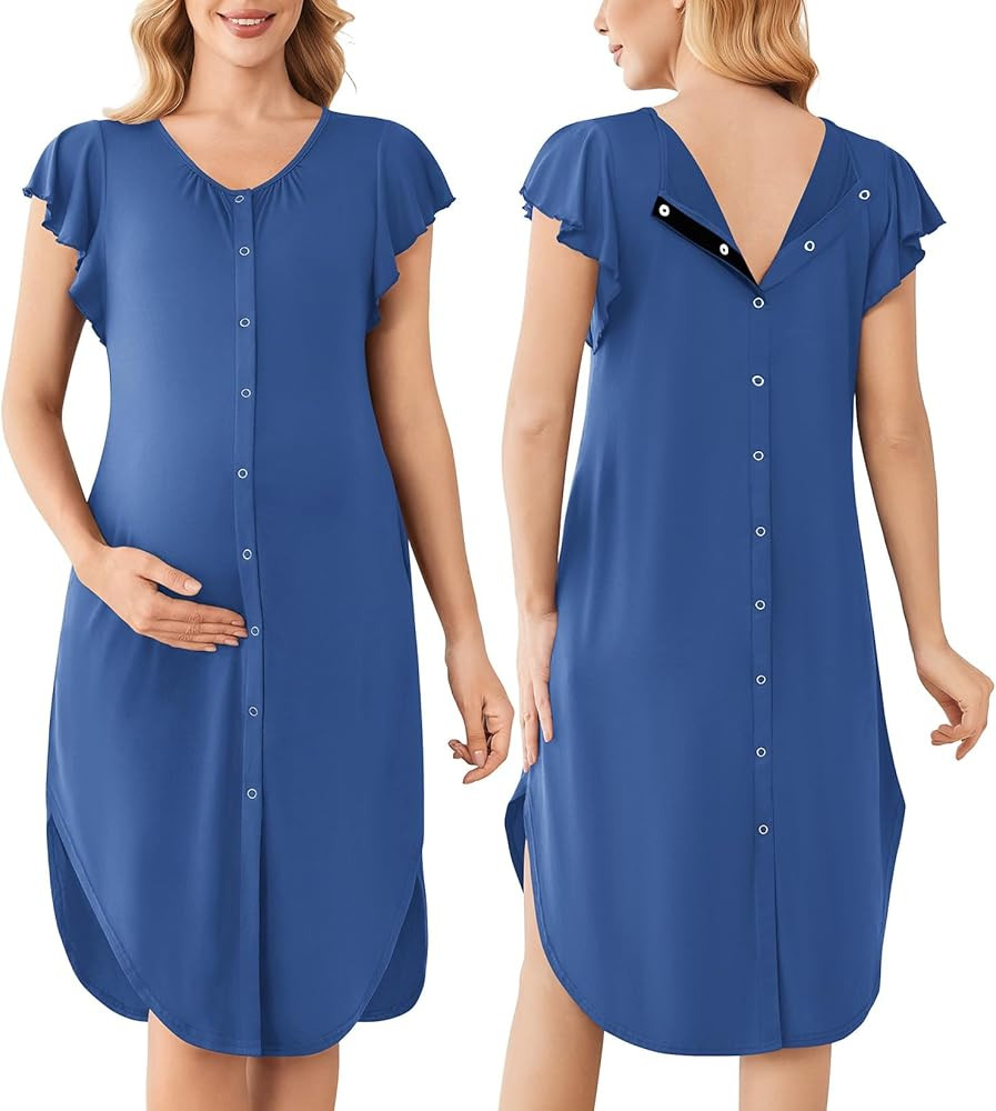 Ekouaer Labor and Delivery Gown 3 in 1 Nursing/Hospital/Breastfeeding/Maternity Flying Short Slee... | Amazon (US)