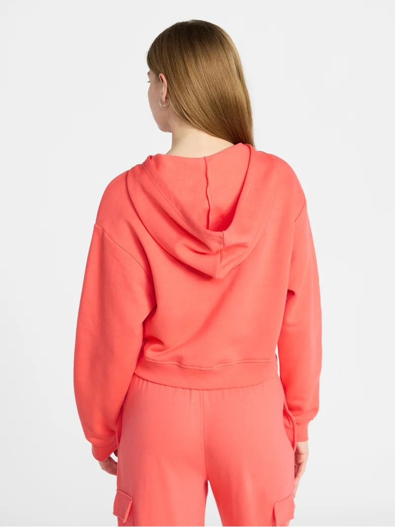 No Boundaries Boxy Zip-Up Hoodie, Women's XXS-XXL | Walmart (US)