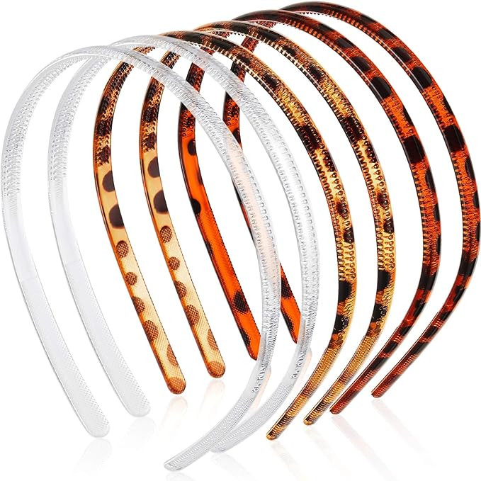 WILLBOND 6 Pieces Plastic Plain Headbands Teeth Comb Headbands Skinny DIY Hair Bands Headbands fo... | Amazon (US)