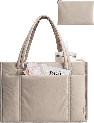 BAGSMART Puffer Tote Bag for Women, 21L/26L Work Tote Shoulder Handbag | Amazon (US)