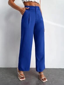 SHEIN PETITE Fold Pleated Wide Leg Pants
   SKU: sw2205093931479144      
          (762 Reviews)... | SHEIN