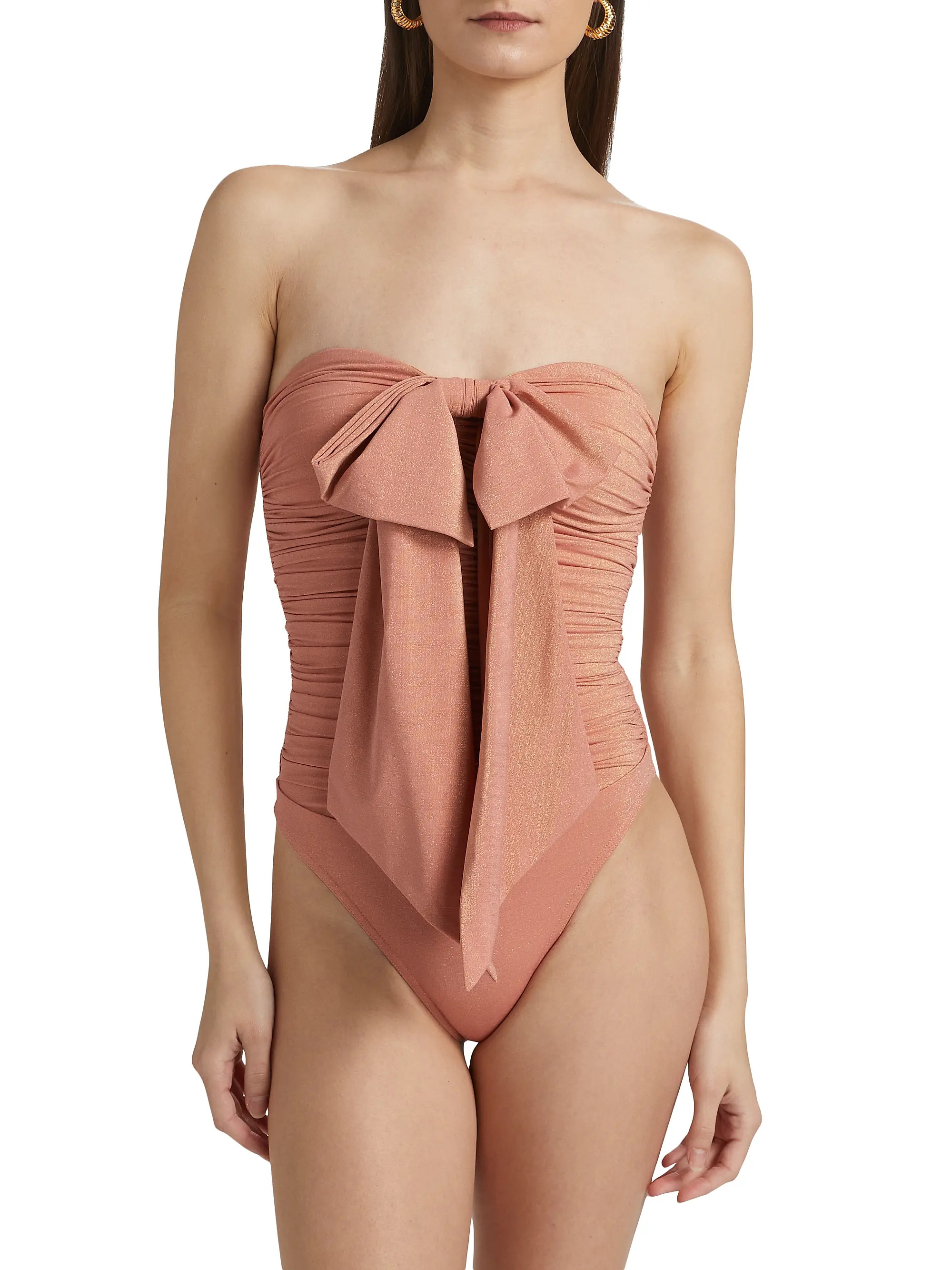 Coco Glitter Ruched Bow One-Piece Swimsuit | Saks Fifth Avenue