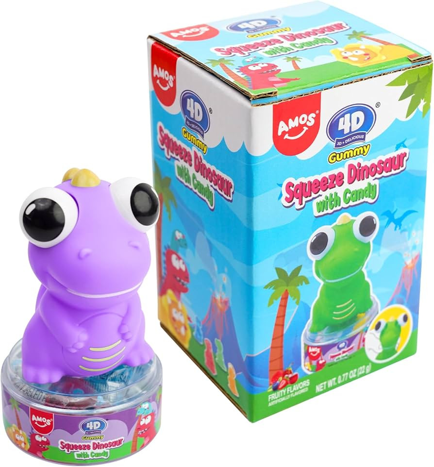 Amos 4D Gummy Squishies Dinosaur with Candy, Stress Relief Squishy Dino Easter Candy Gift for Kid... | Amazon (US)