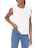 HUDSON womens Shoulder Pad Sleeveless Tee T Shirt, White, Small US | Amazon (US)