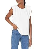 HUDSON womens Shoulder Pad Sleeveless Tee T Shirt, White, Small US | Amazon (US)