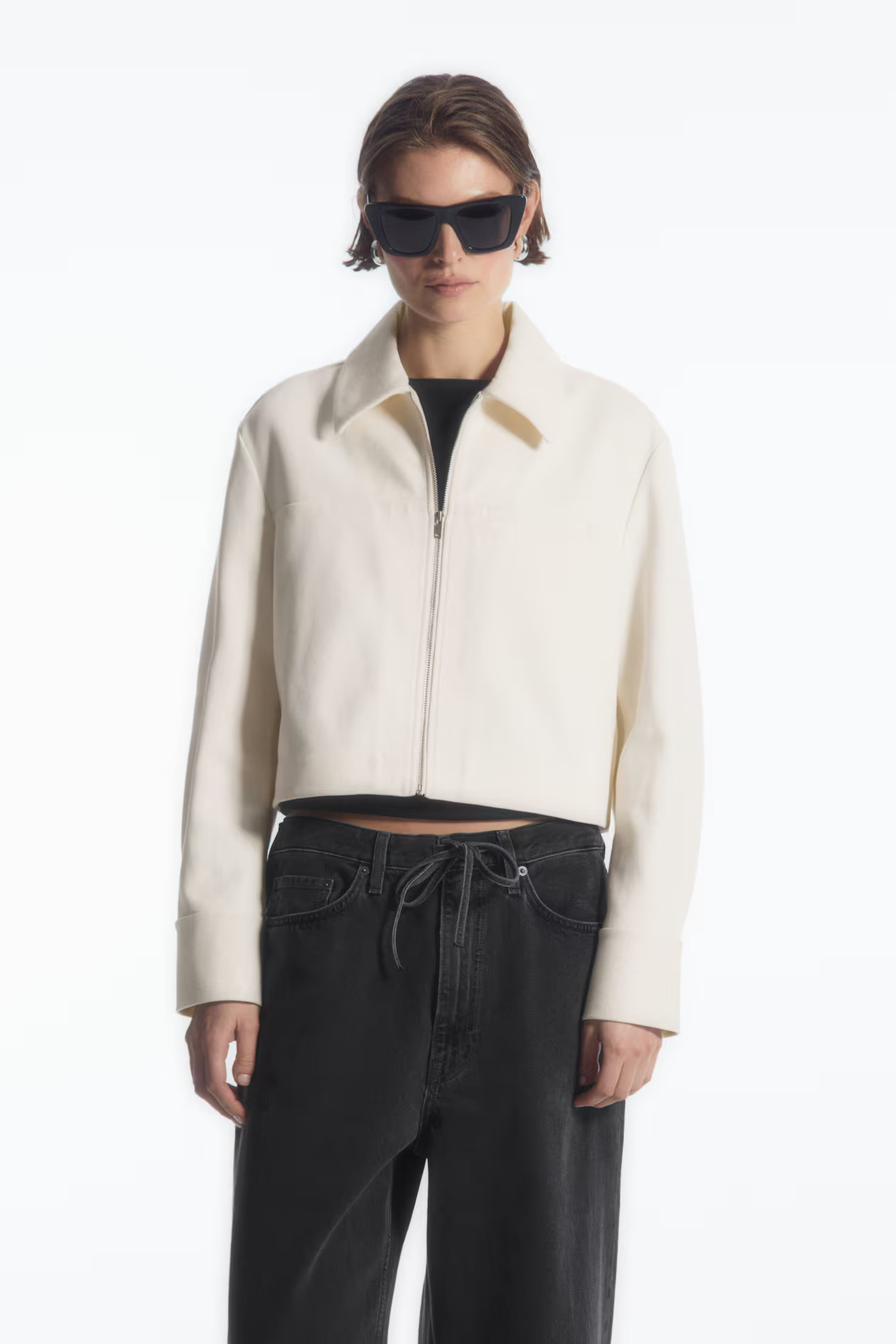 CROPPED TWILL ZIP-UP JACKET | H&M (UK, MY, IN, SG, PH, TW, HK)