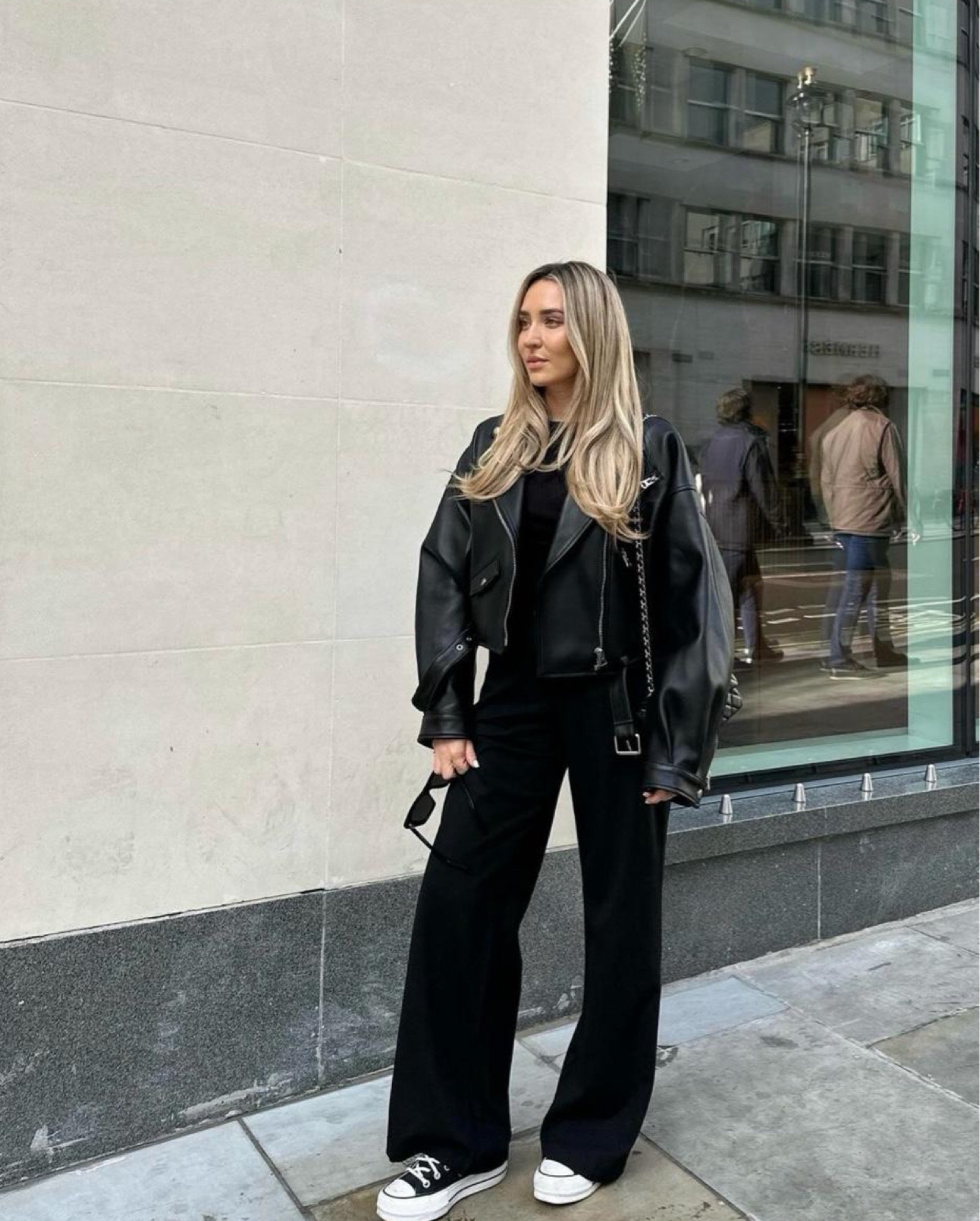 All black look, but make it casual 🖤 biker jackets elevate any look, even tailored trousers for the best effortlessly chic effectt

#FashionMonth #LTKautumn