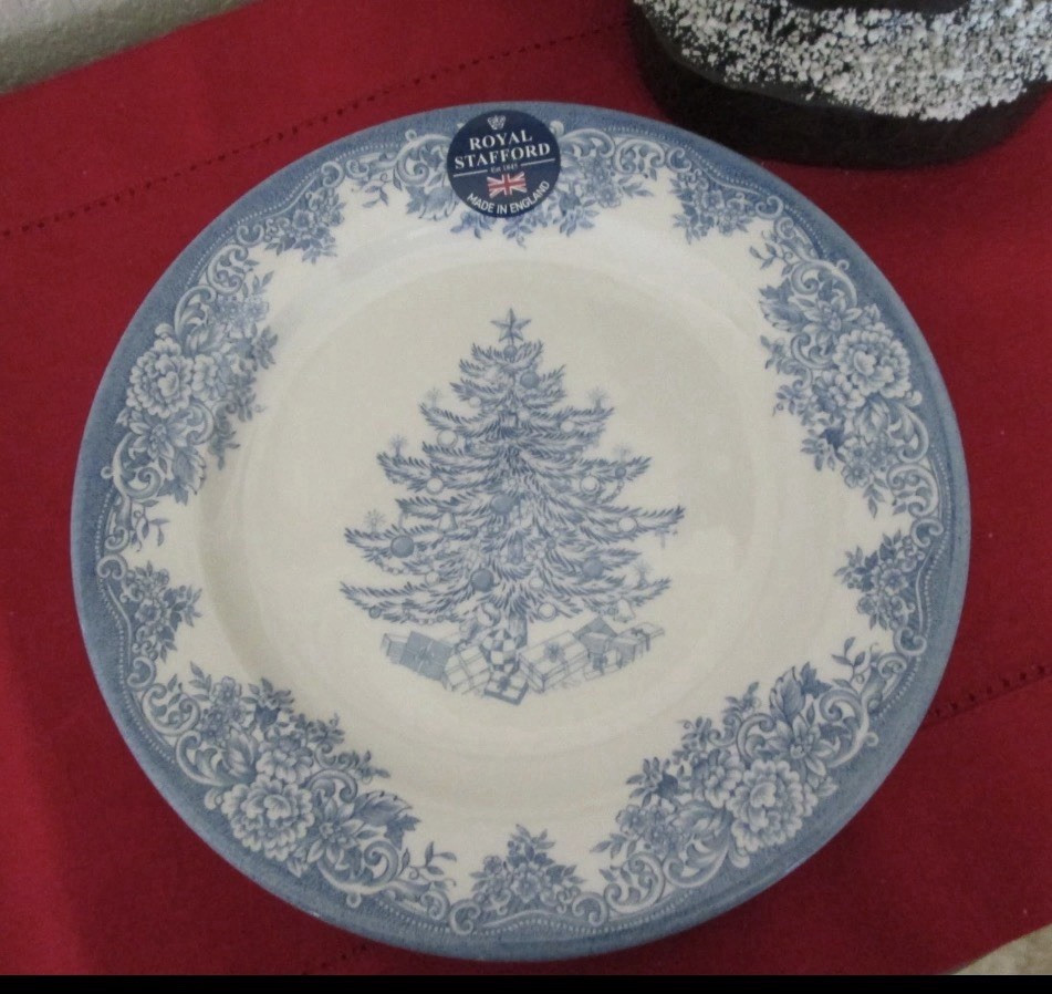 Set of 4 Royal Stafford Christmas Tree Blue Salad Plates | eBay US
