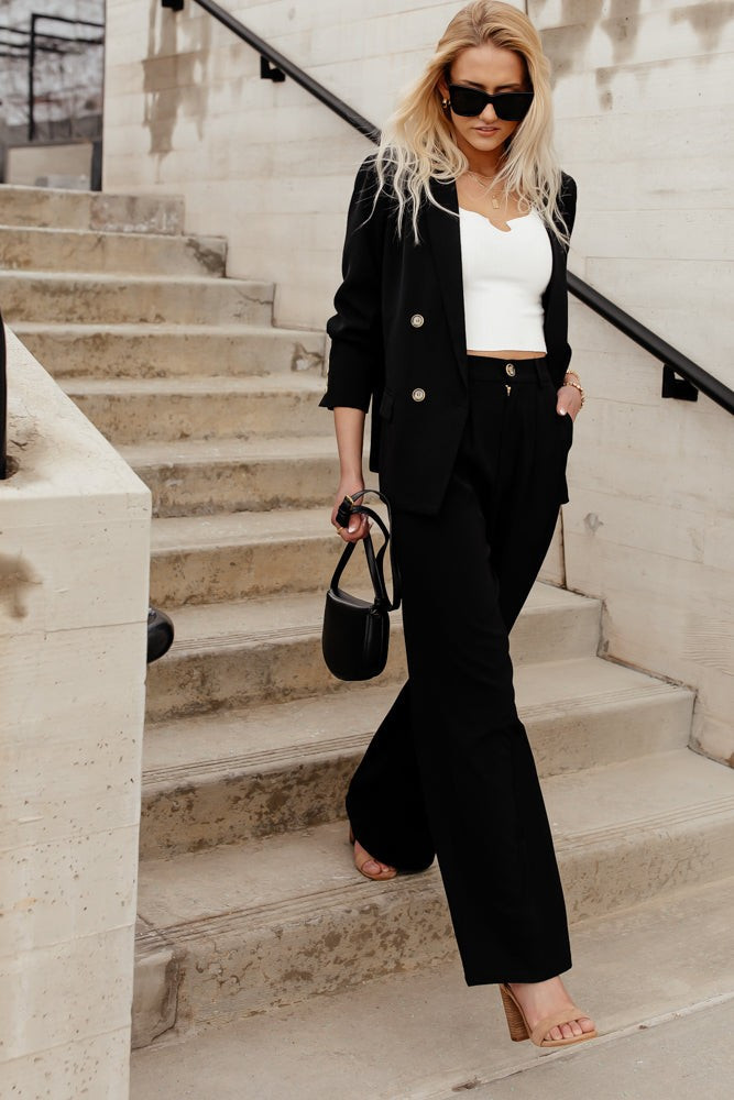 Romaine Wide Leg Pants in Black | Böhme US