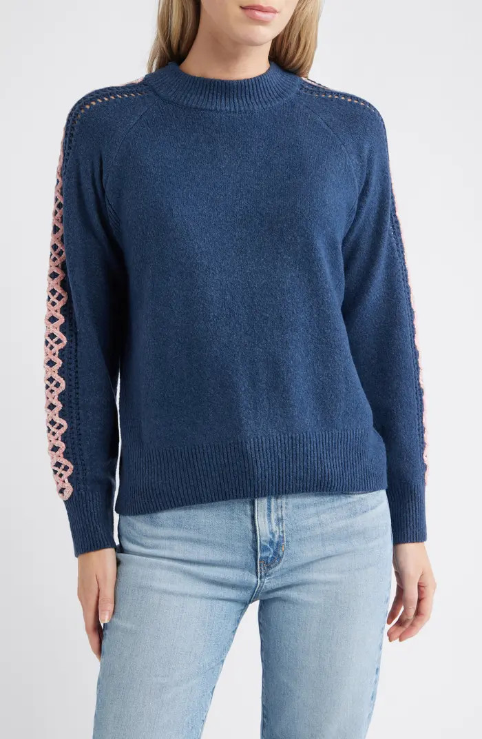 Embroidered Sleeve Mock Neck Sweater | Nordstrom